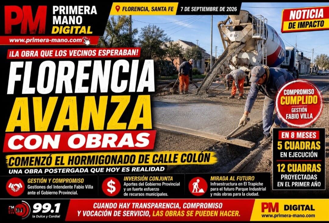 Florencia Avanza Con El Plan De Pavimentación: Comenzó El Hormigonado De Calle Colón