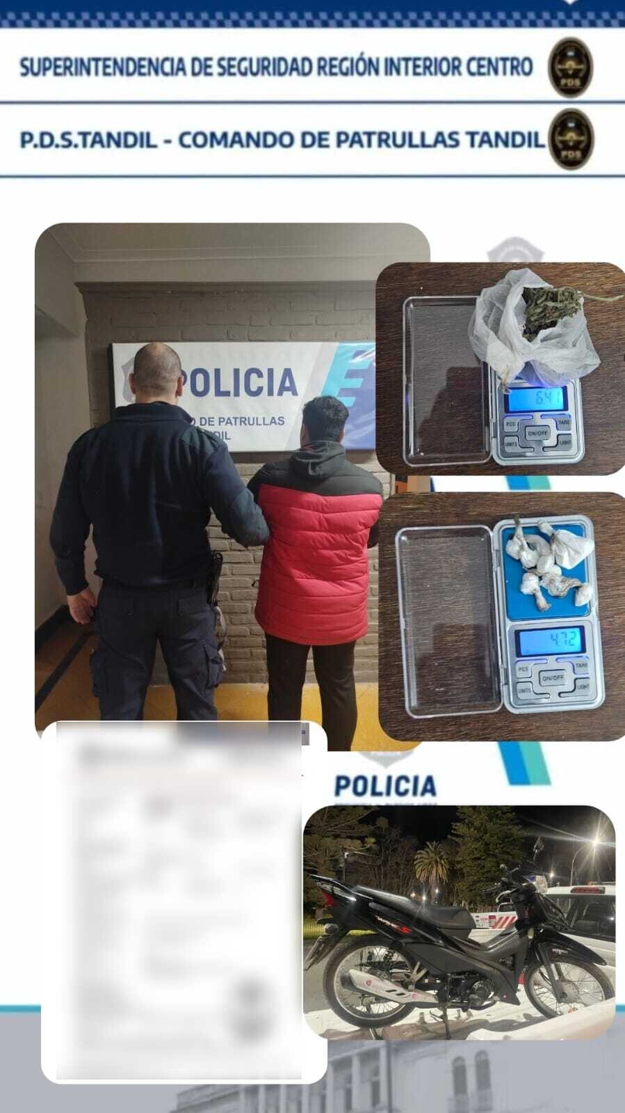 🚔 INTERCEPTARON UNA MOTOCICLETA CON PEDIDO DE SECUESTRO Y SECUESTRARON MARIHUANA Y COCAÍNA