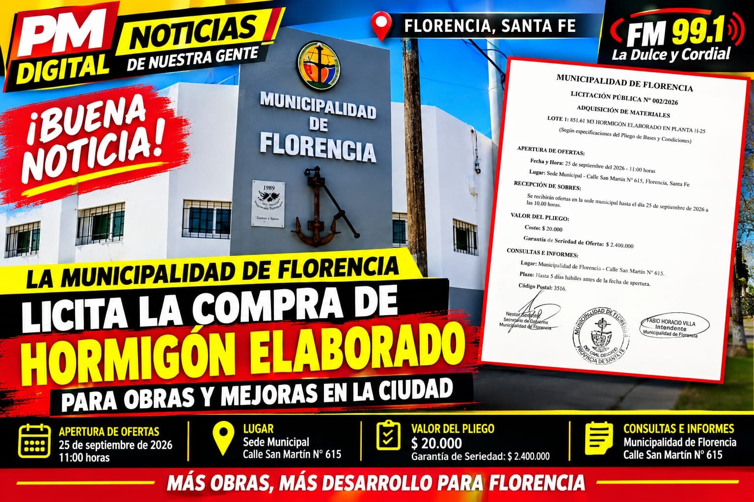 Municipalidad de Florencia Licitación Publica Nº 002/2026 – Adquisición de Materiales
