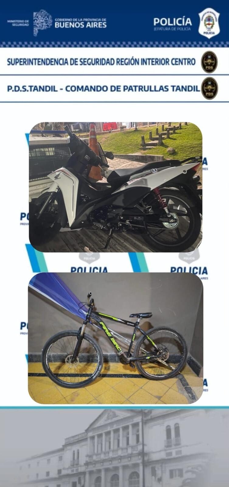 DOS MENORES APREHENDIDOS TRAS EL ROBO DE UNA MOTOCICLETA: FUERON DETECTADOS POR EL CENTRO DE MONITOREO