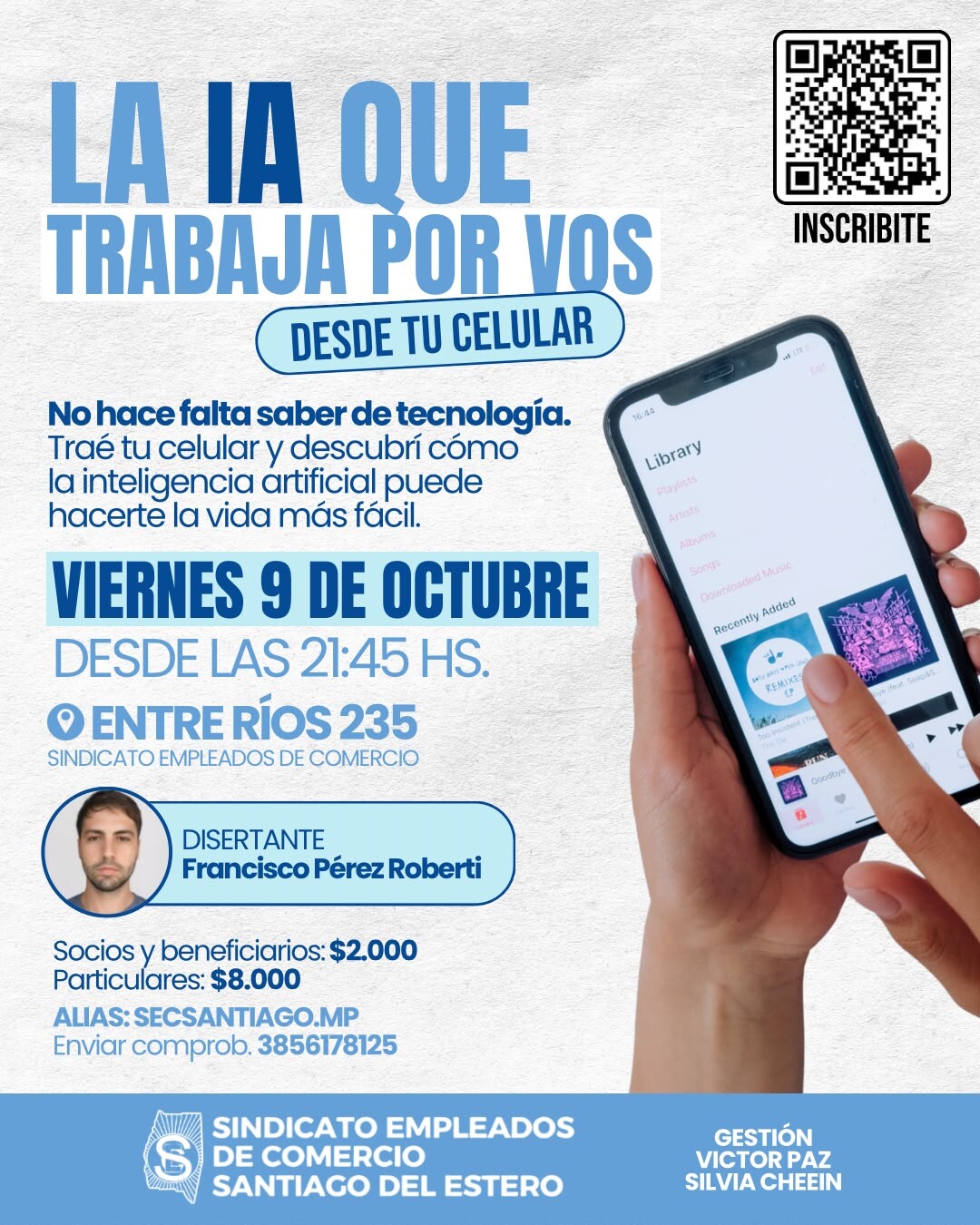EL SINDICATO DE EMPLEADOS DE COMERCIO DICTA UN TALLER PRÁCTICO DE INTELIGENCIA ARTIFICIAL DESDE EL CELULAR