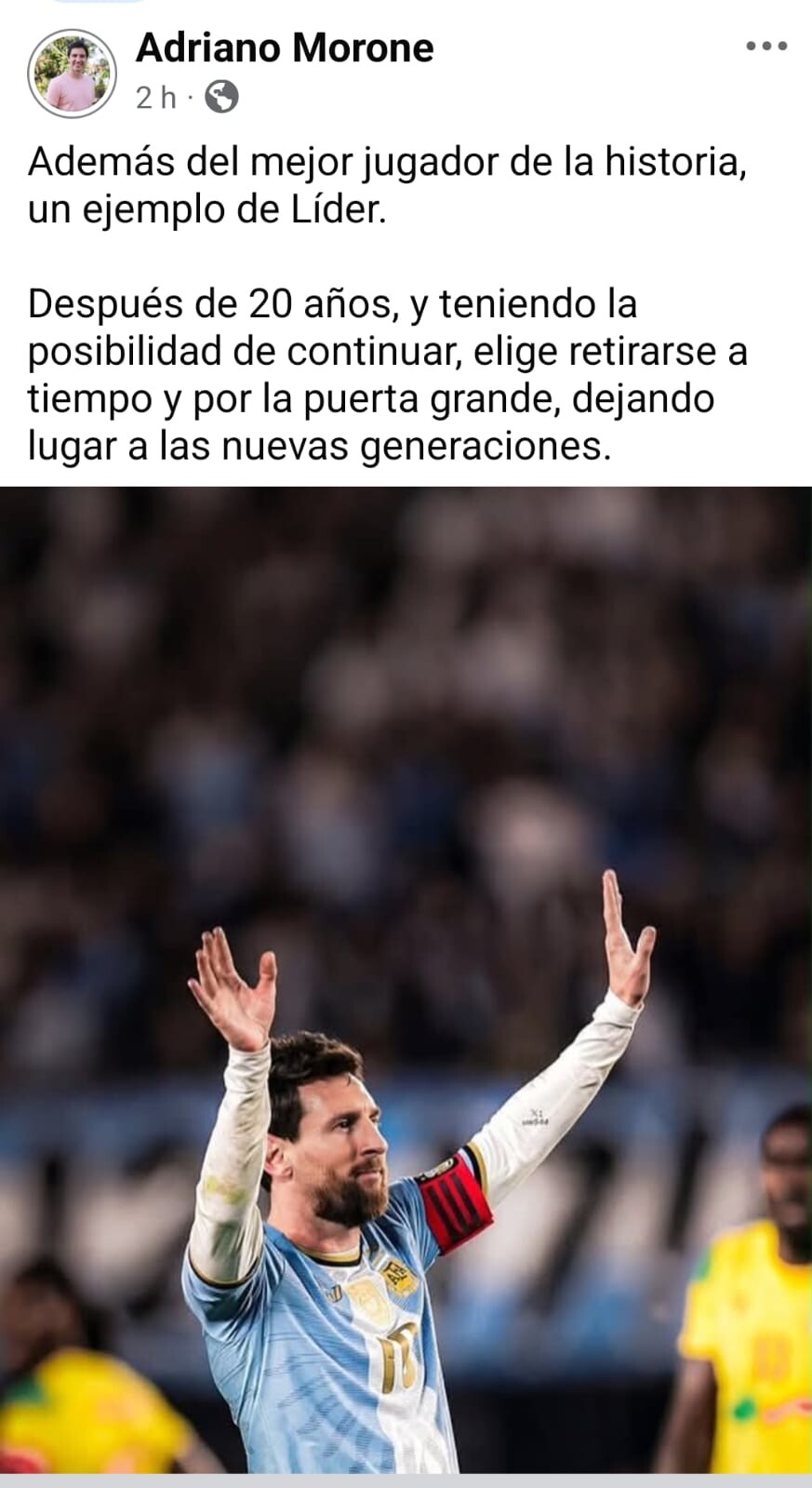 Grandezas que inspiran: la reflexión de Adriano Morone sobre el retiro a tiempo y la renovación