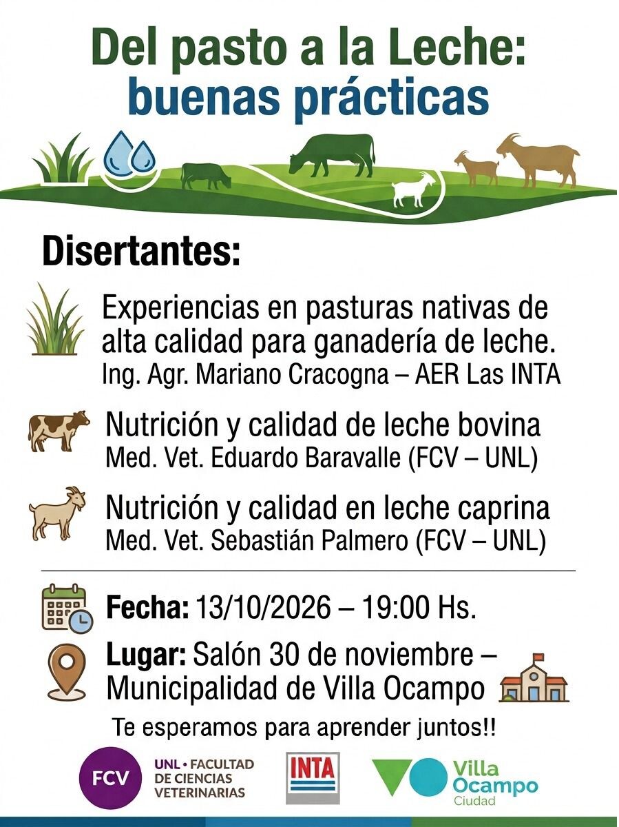 Villa Ocampo Será Sede De Una Jornada De Capacitación Sobre Buenas Prácticas En La Producción Lechera