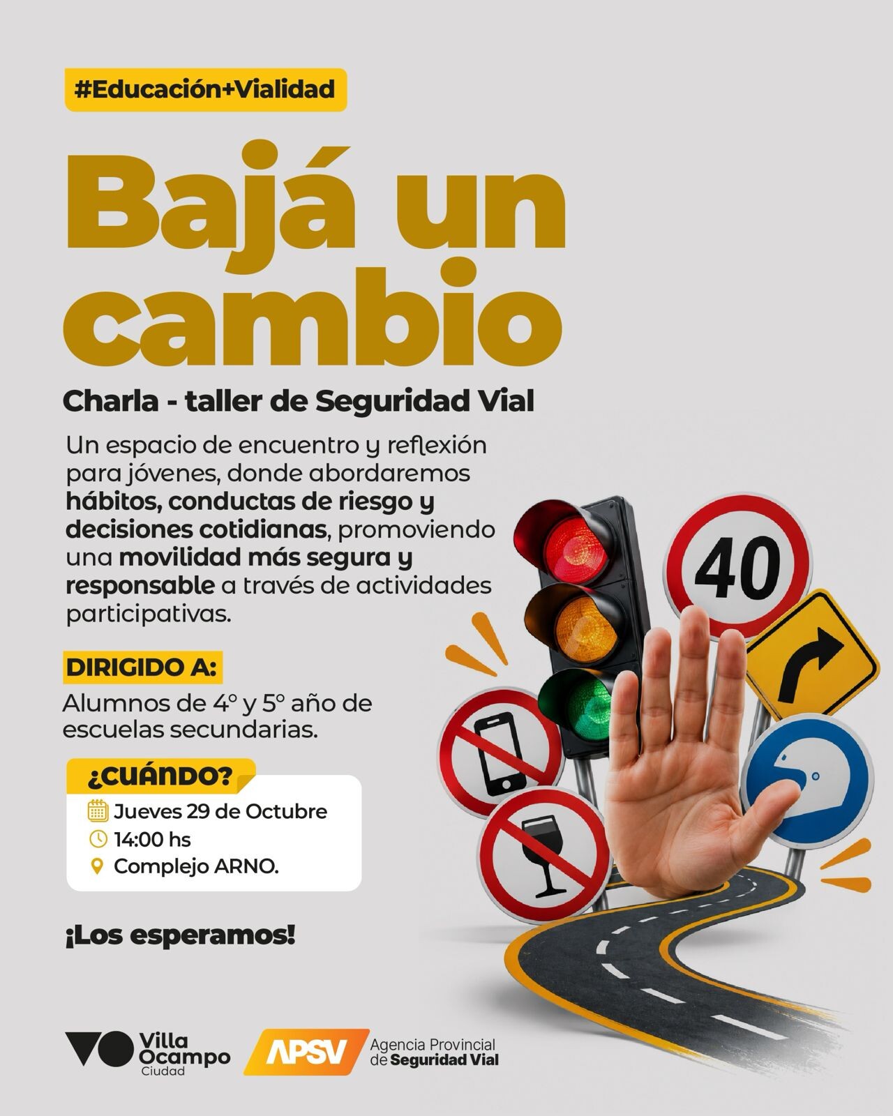 Villa Ocampo Será Sede De Una Charla-Taller De Seguridad Vial Destinada A Estudiantes Secundarios