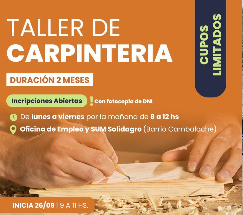 CHARATA: INSCRIPCIONES PARA TALLER DE CARPINTERÍA