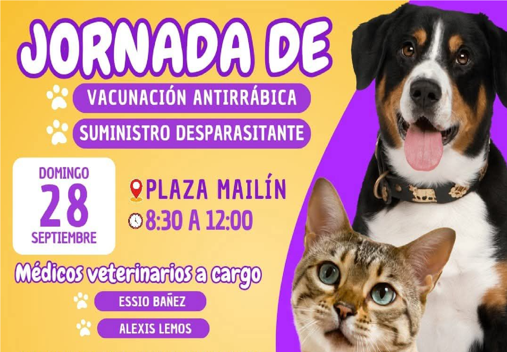LAS BREÑAS: ESTE DOMINGO 28, JORNADA DE VACUNACIÓN ANTIRRÁBICA Y SUMINISTRO DE DESPARASITANTE