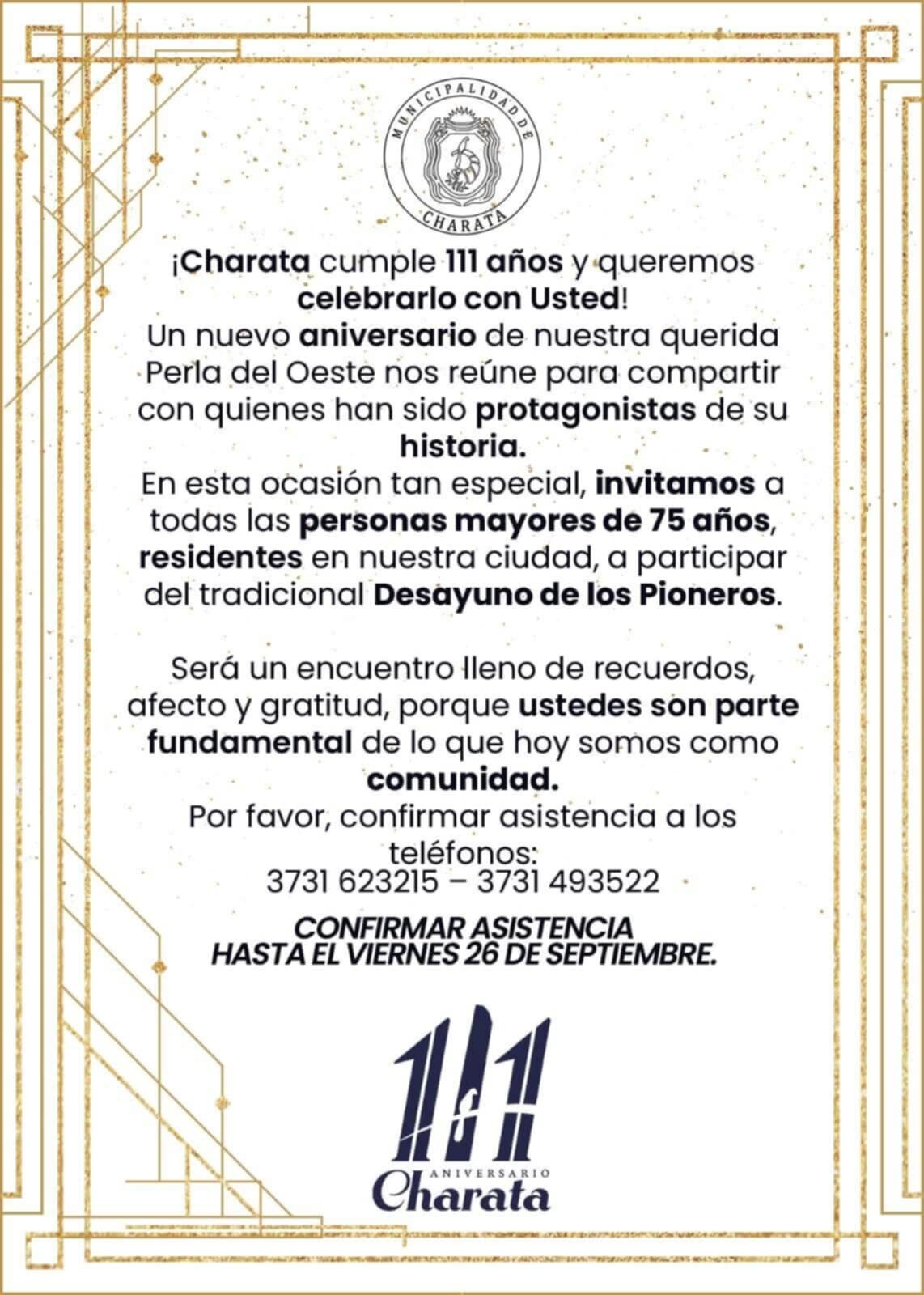 CHARATA 111° ANIVERSARIO DE LA CIUDAD