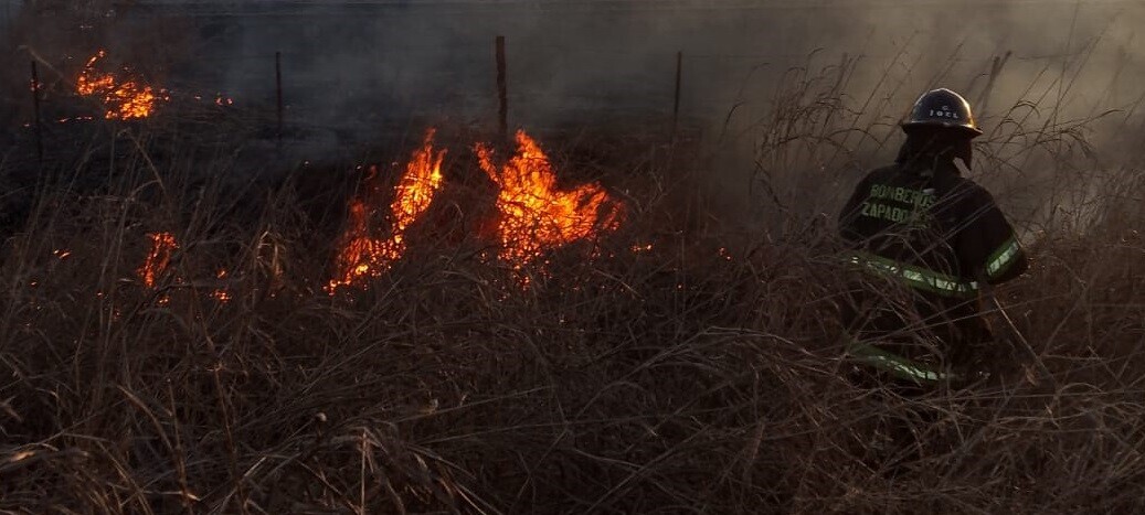 Fuerte incendio de pastizales en San Lorenzo