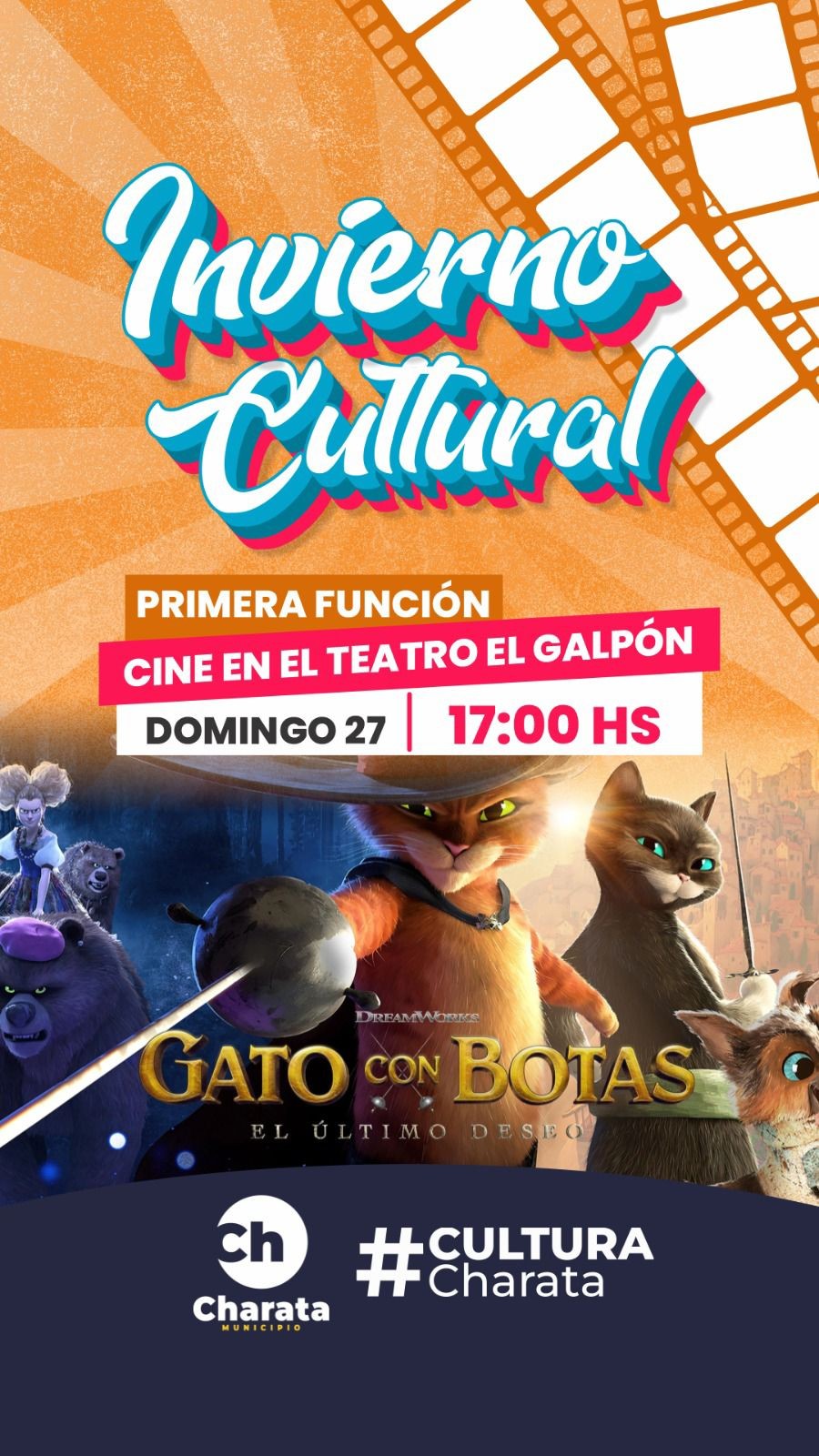 MUNICIPIO DE CHARATA: INVIERNO CULTURAL, CINE EN EL TEATRO EL GALPON.