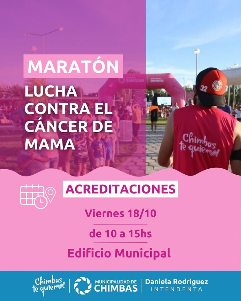 La Municipalidad de Chimbas comenzara a otorgar las acreditaciones para la Maratón lucha contra el Cáncer de Mama