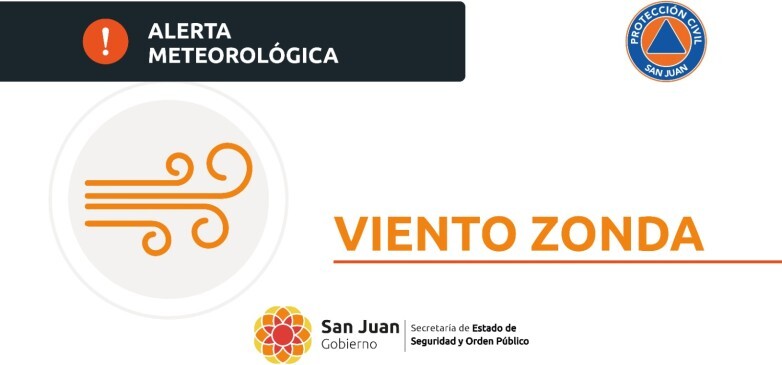 La Dirección de de Protección Civil informa que, durante el día martes 17 de septiembre; se prevé la ocurrencia de viento Zonda  en la zona Noroeste y Este del territorio provincial.