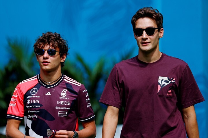 antonellirussell.jpg Mercedes confirmó a Russell y Antonelli para la temporada 2026