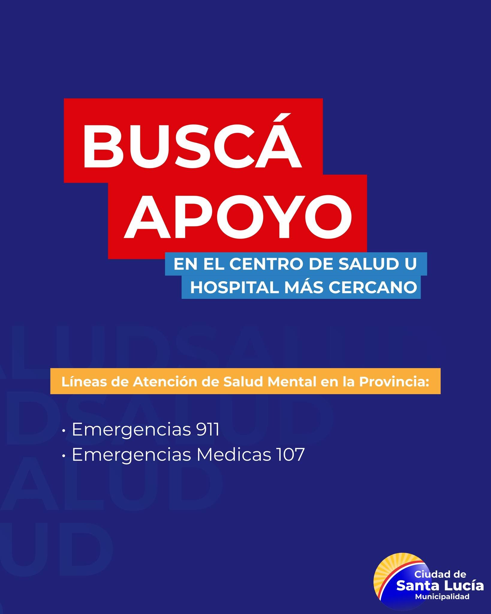 En el Dia Mundial para la Prevención del Suicidio el municipio de la Ciudad de Santa Lucia dio a conocer los medios en los que el vecino puede recibir ayuda
