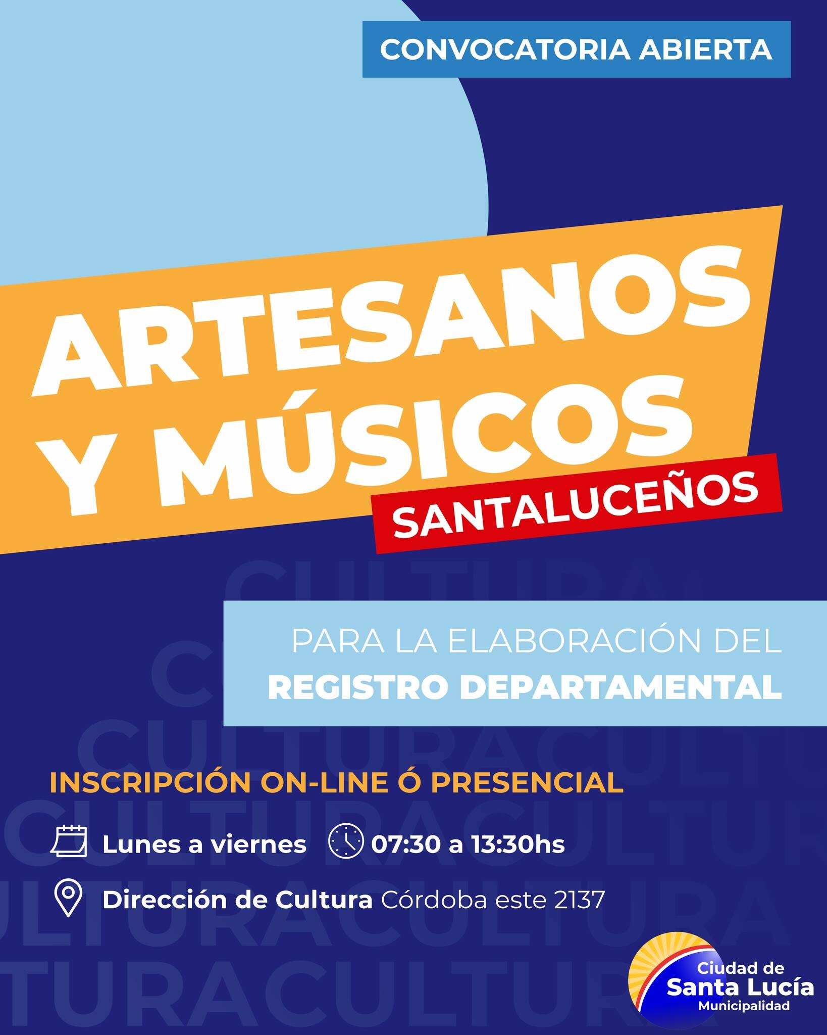 El municipio de la Ciudad de Santa Lucia abrió la convocatoria para artesanos y músicos santaluceños.