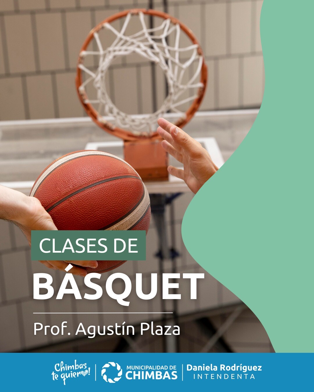 El municipio de Chimbas a organizado clases de Basquet enn el Parque de Chimbas