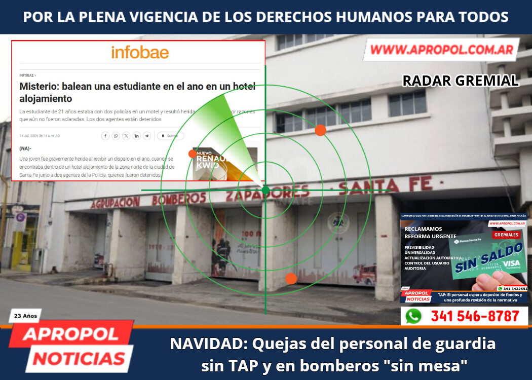 NAVIDAD: Quejas del personal de guardia sin TAP y en bomberos «sin mesa»