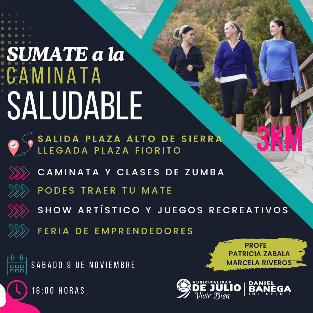 El municipio de 9 de Julio invita a que te sumes a la Caminata Saludable este fin de semana