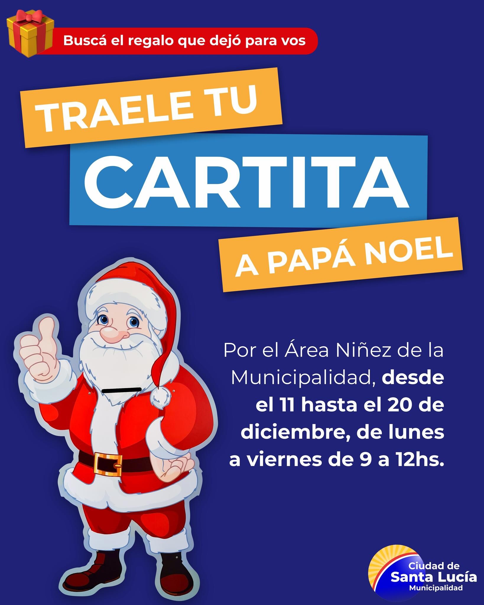 El municipio de Santa Lucia invita a los mas pequeños a que le escriban la cartita a PAPÁ NOEL