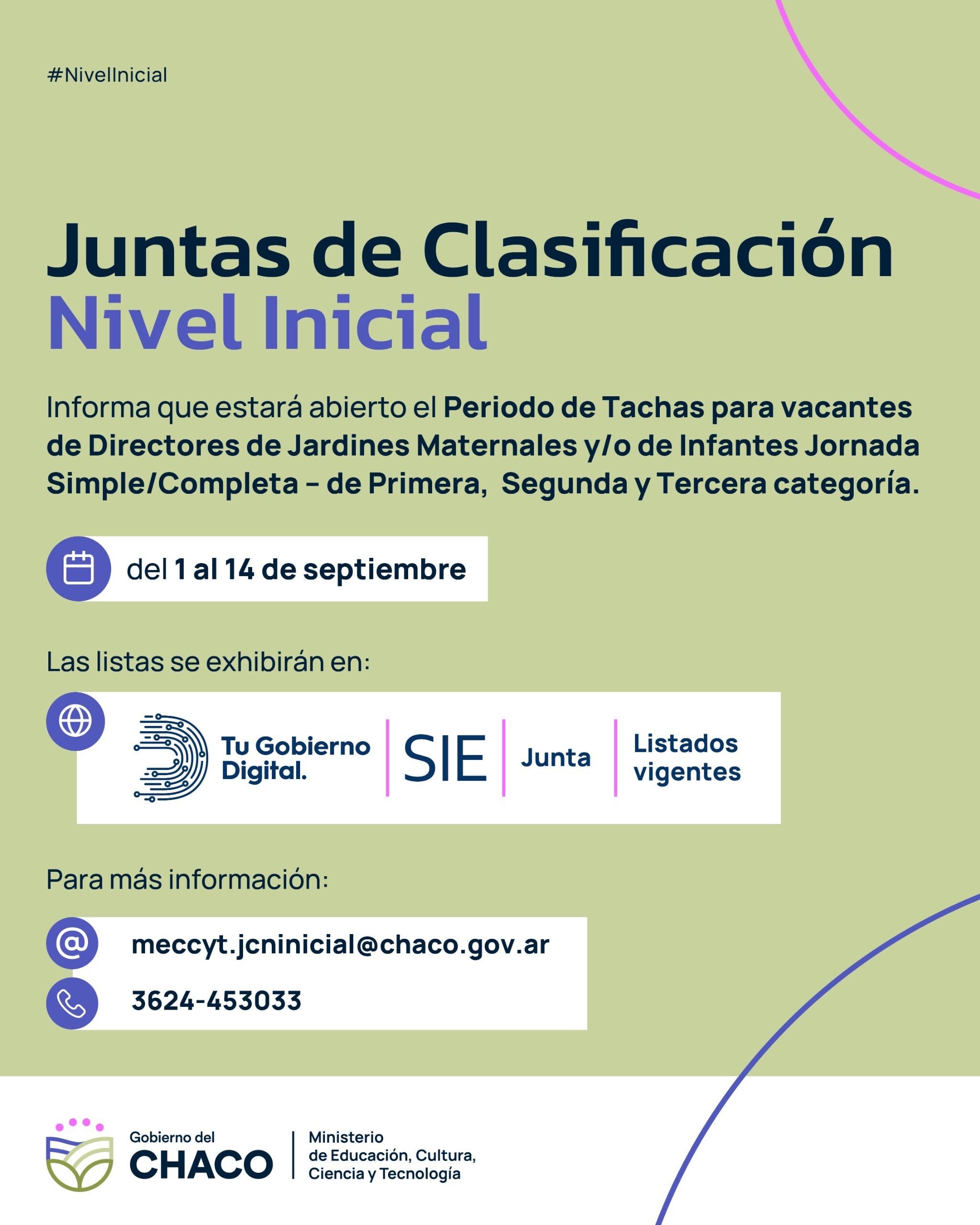 NIVEL INICIAL: ABRE EL PERÍODO DE TACHAS PARA VACANTES DE CARGOS DIRECTIVOS