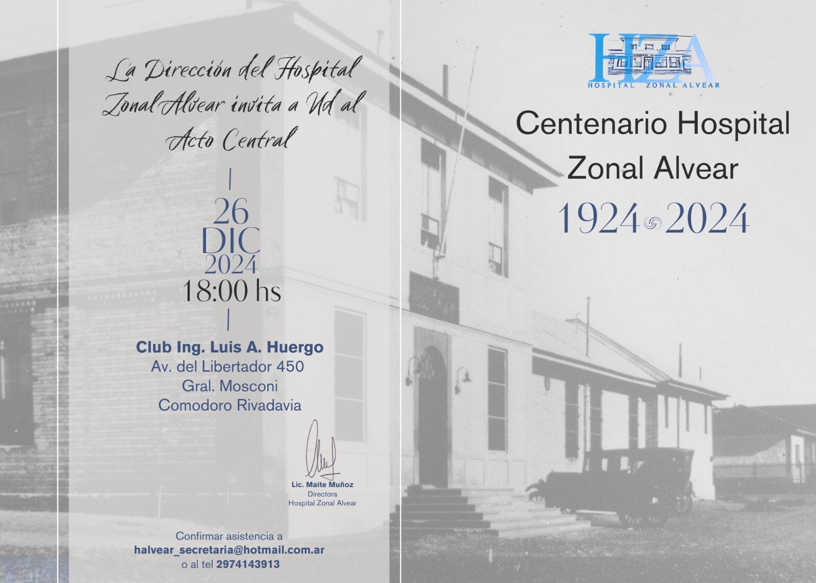 El Hospital Alvear de Comodoro Rivadavia cumple 100 años y lo festeja junto a la comunidad
