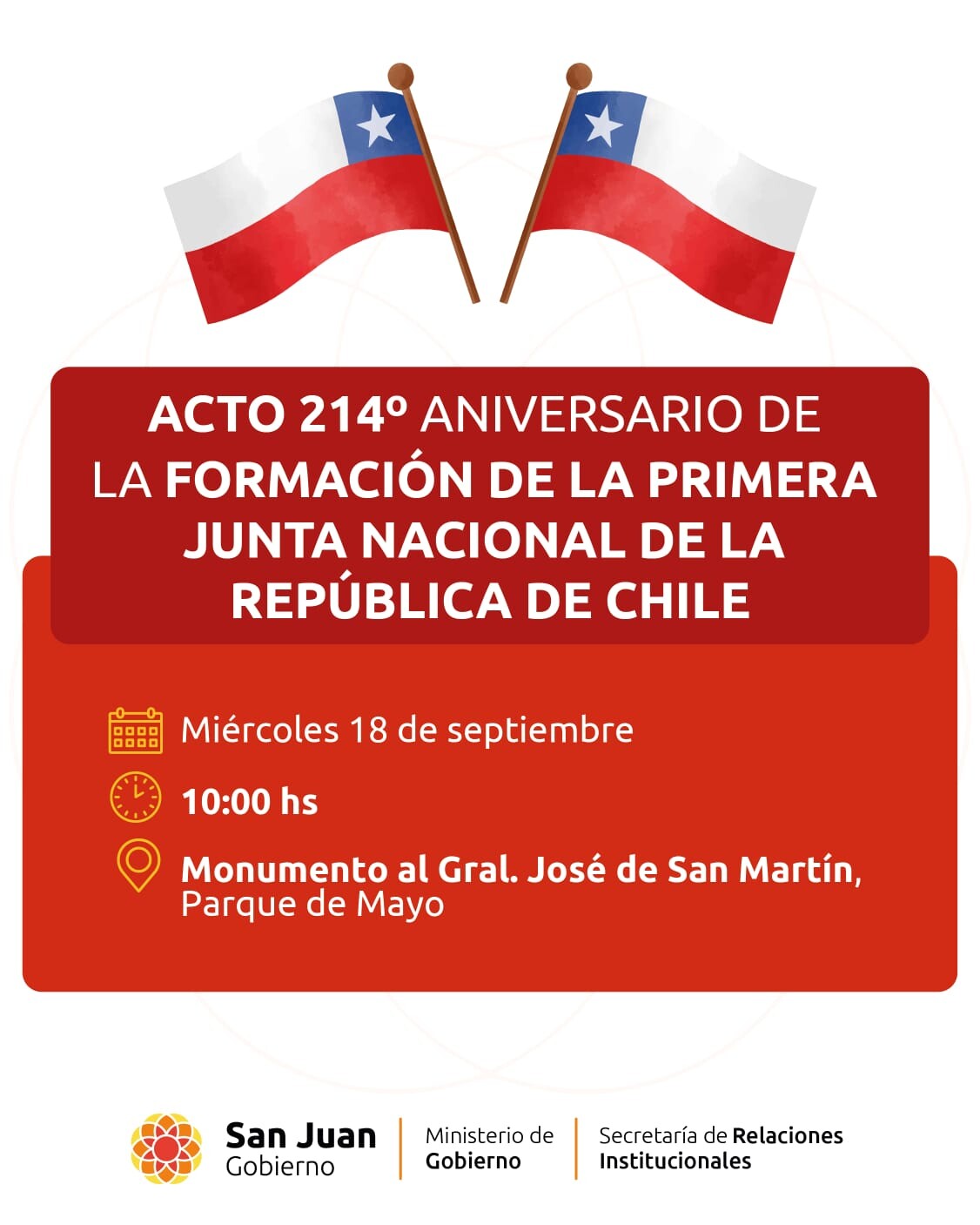 Gobierno celebrará el 214° aniversario de la Independencia de la República de Chile