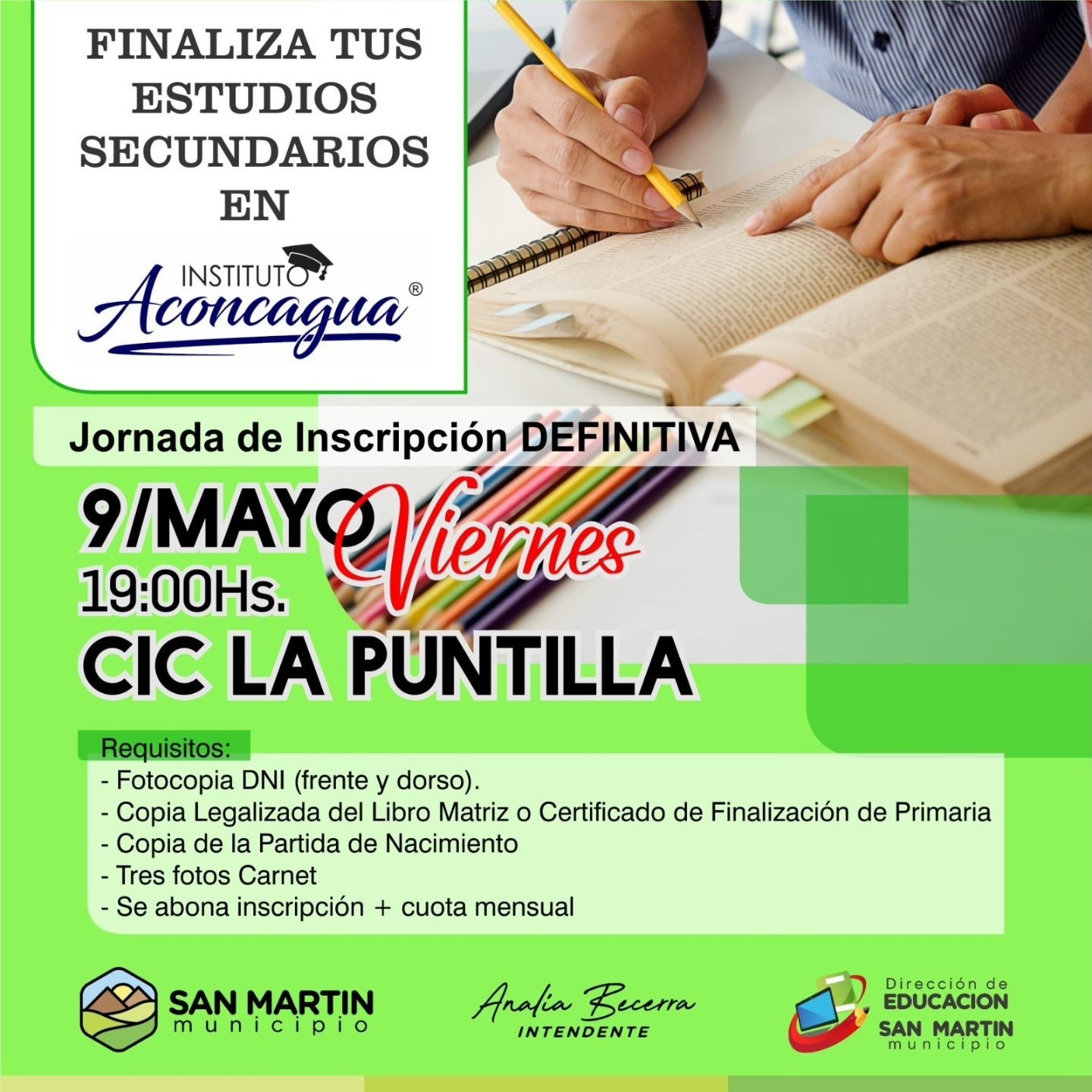 SAN MARTÍN: Nueva oportunidad para finalizar los estudios secundarios