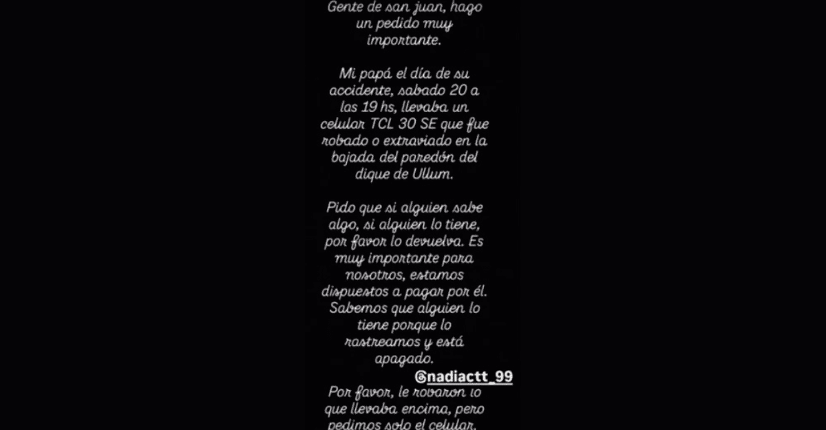 Pedido solidario en redes: buscan el celular perdido del ciclista que falleció en el dique de Ullum