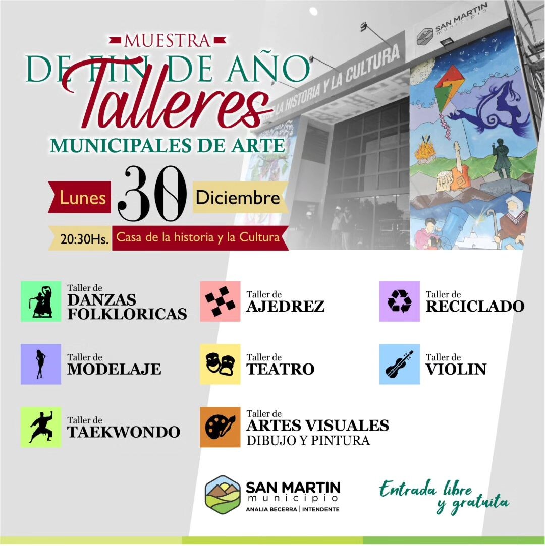 Este lunes se realizara  la muestra de fin de año de los Talleres Municipales de Arte en San Martin