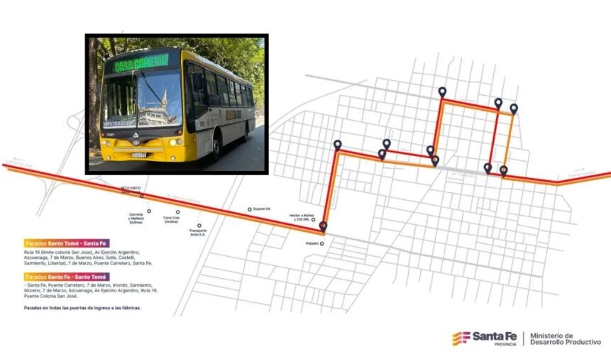 Habilitan la nueva línea de colectivos “C Azul Ruta 19” para el corredor industrial de Santo Tomé