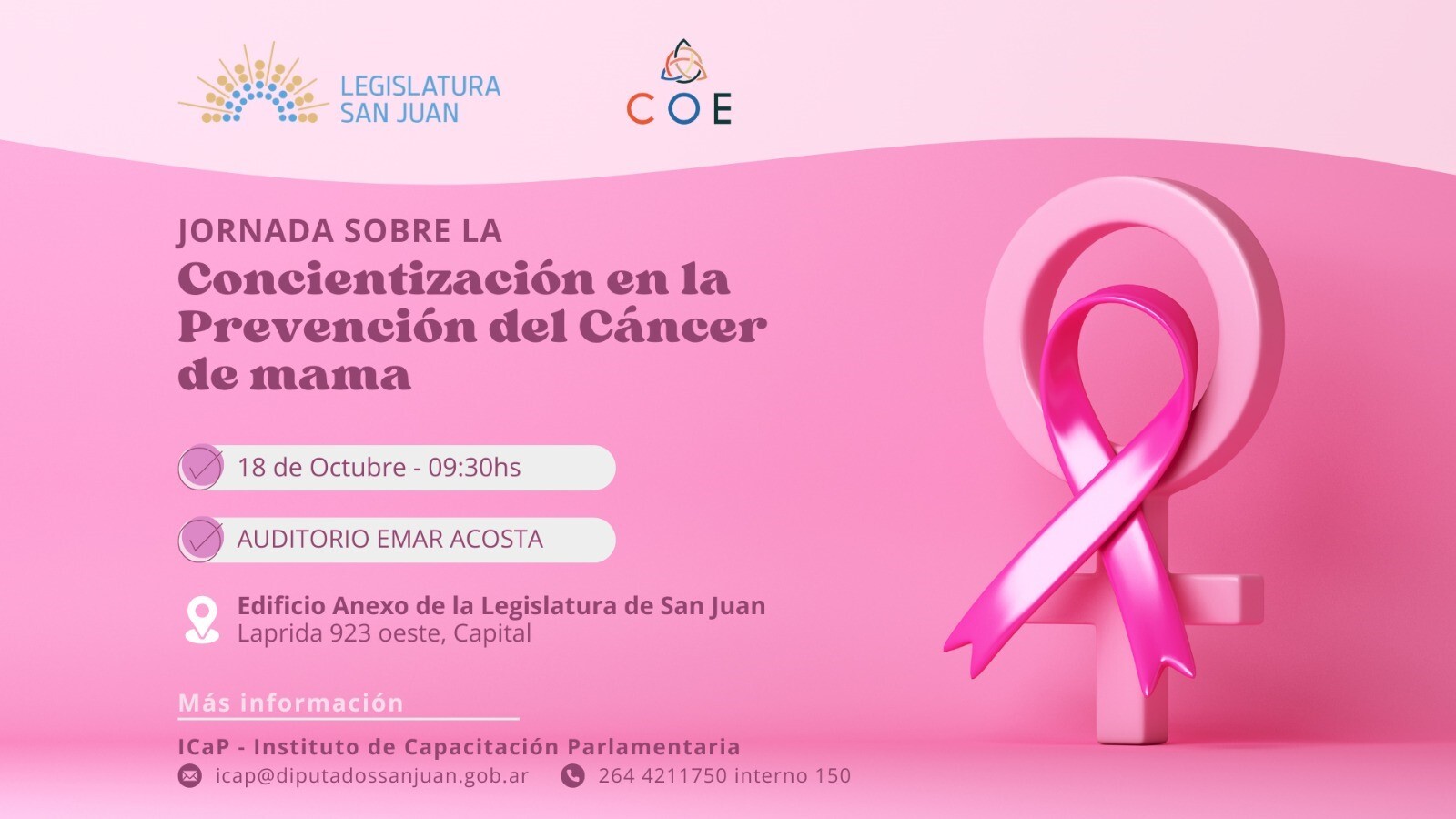LEGISLATURA: jornada sobre concientización en la prevención del cáncer de mama
