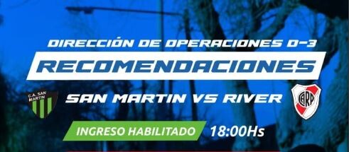 Policía de San Juan informa operativo partido San Martín de San Juan Vs River Plate
