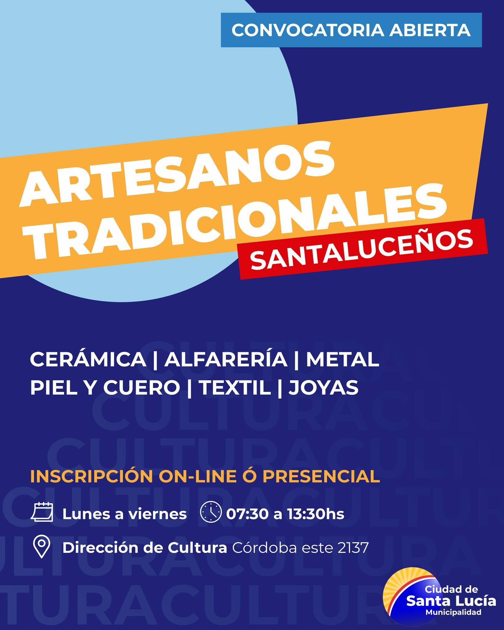 El municipio de la ciudad de Santa Lucia realiza una convocatoria abierta para artesanos tradicionales.