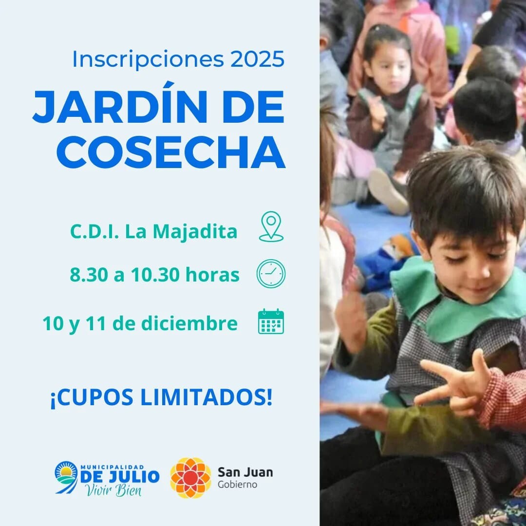 El municipio de 9 de Julio abrió las inscripciones para el jardín de cosecha 2025
