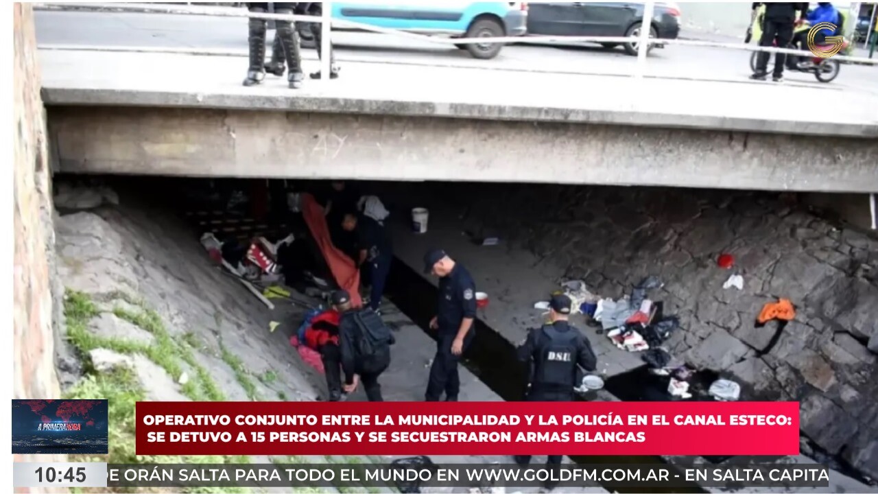 OPERATIVO CONJUNTO ENTRE LA MUNICIPALIDAD Y LA POLICÍA EN EL CANAL ESTECO: SE DETUVO A 15 PERSONAS Y SE SECUESTRARON ARMAS BLANCAS