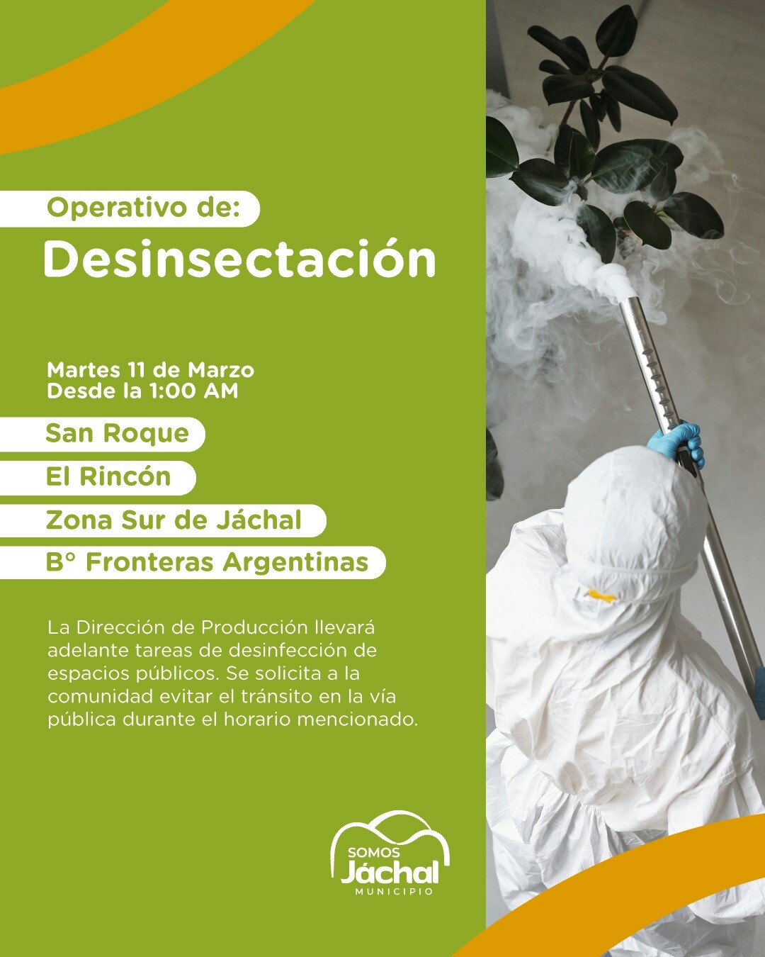 JÁCHAL: nuevo cronograma de desinsectación