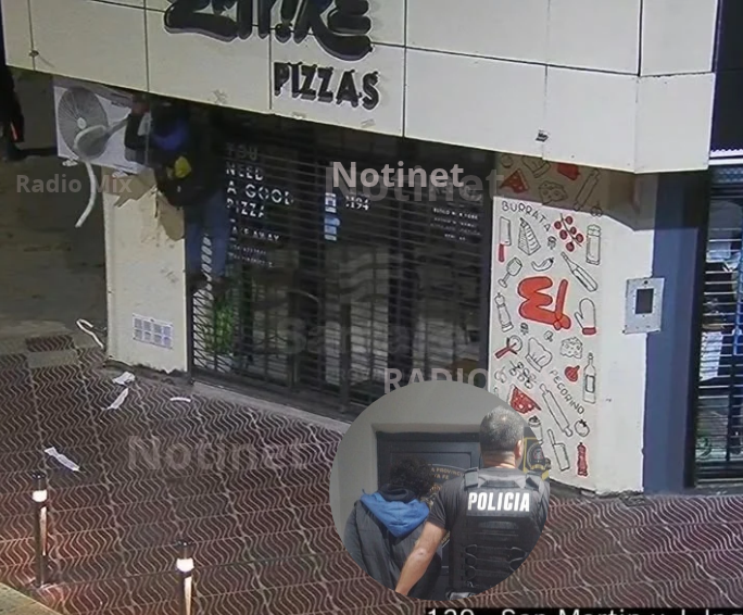 San Lorenzo: trepó a la persiana de una pizzería para robar cables