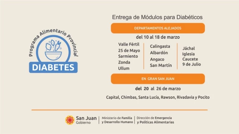 Entrega de módulos alimentarios para personas con diabetes por Desarrollo Humano