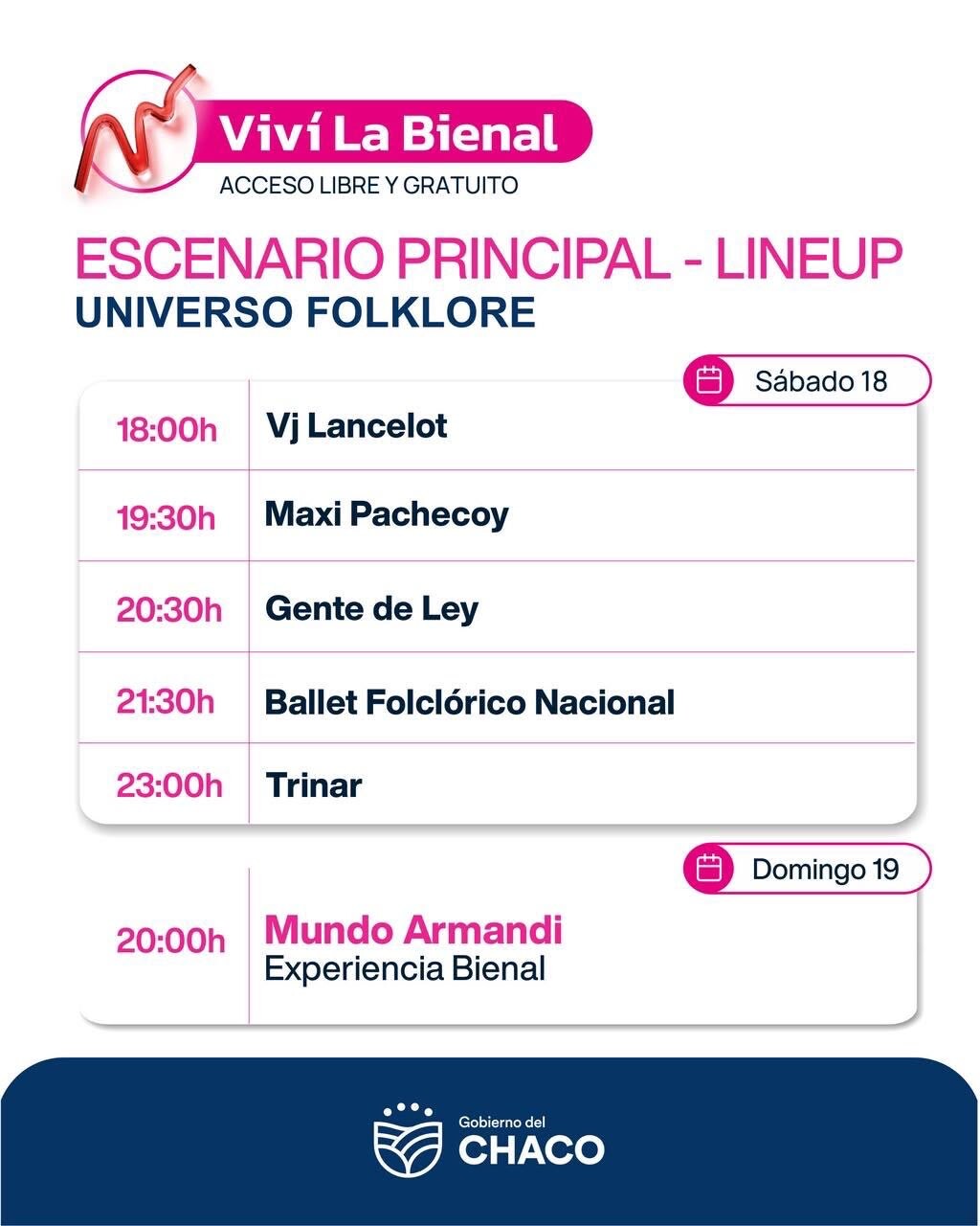 EL ESCENARIO PRINCIPAL “NBCH” DE LA BIENAL 2026 PRESENTA UNA PROGRAMACIÓN CON FUERTE PROTAGONISMO DEL TALENTO CHAQUEÑO