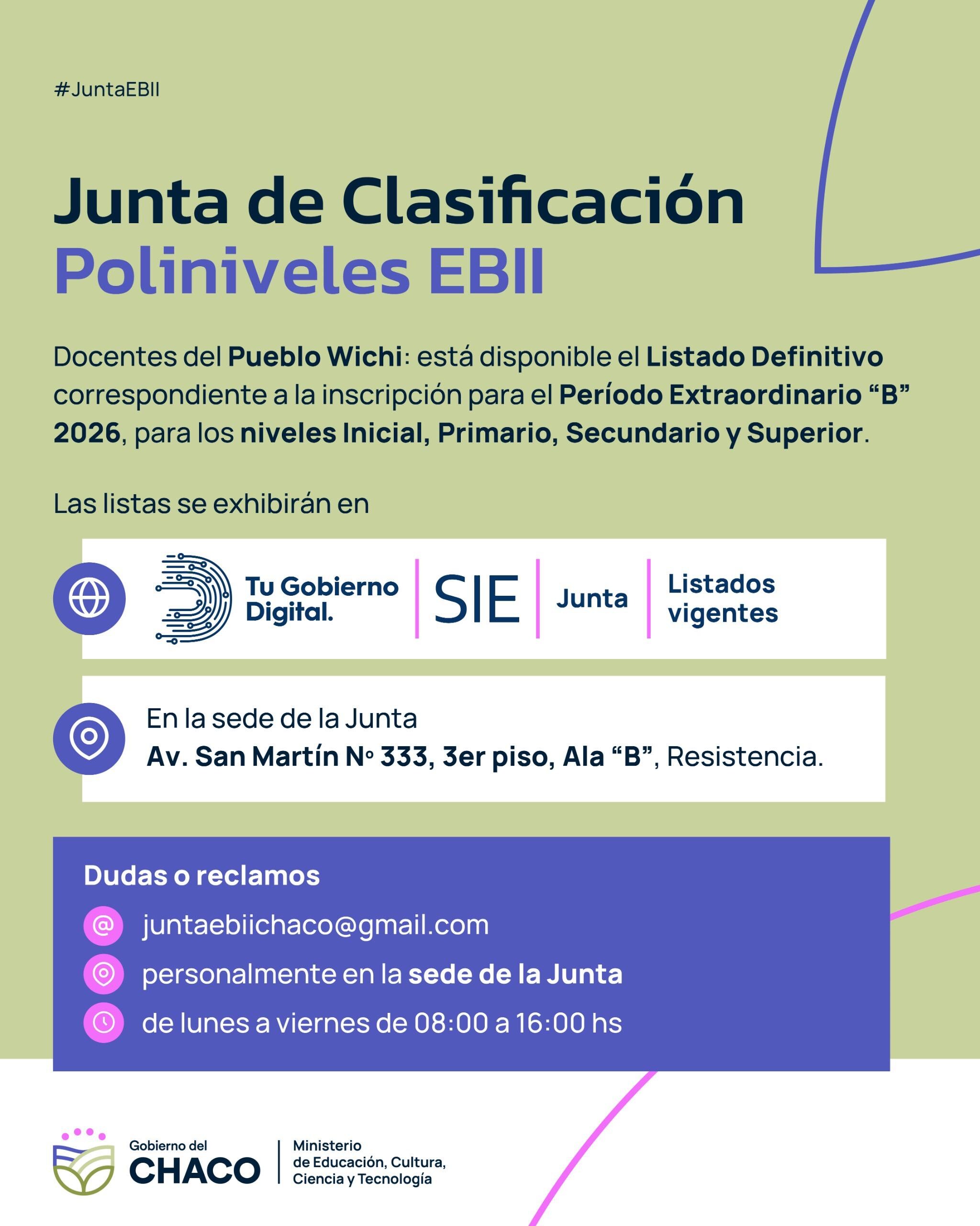 DOCENTES DE LA COMUNIDAD WICHÍ: ESTÁ DISPONIBLE EL LISTADO DEFINITIVO DEL PERÍODO EXTRAORDINARIO “B” 2026