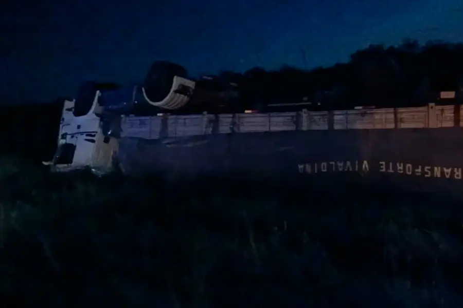 Volcó un camión con madera sobre la Ruta 127