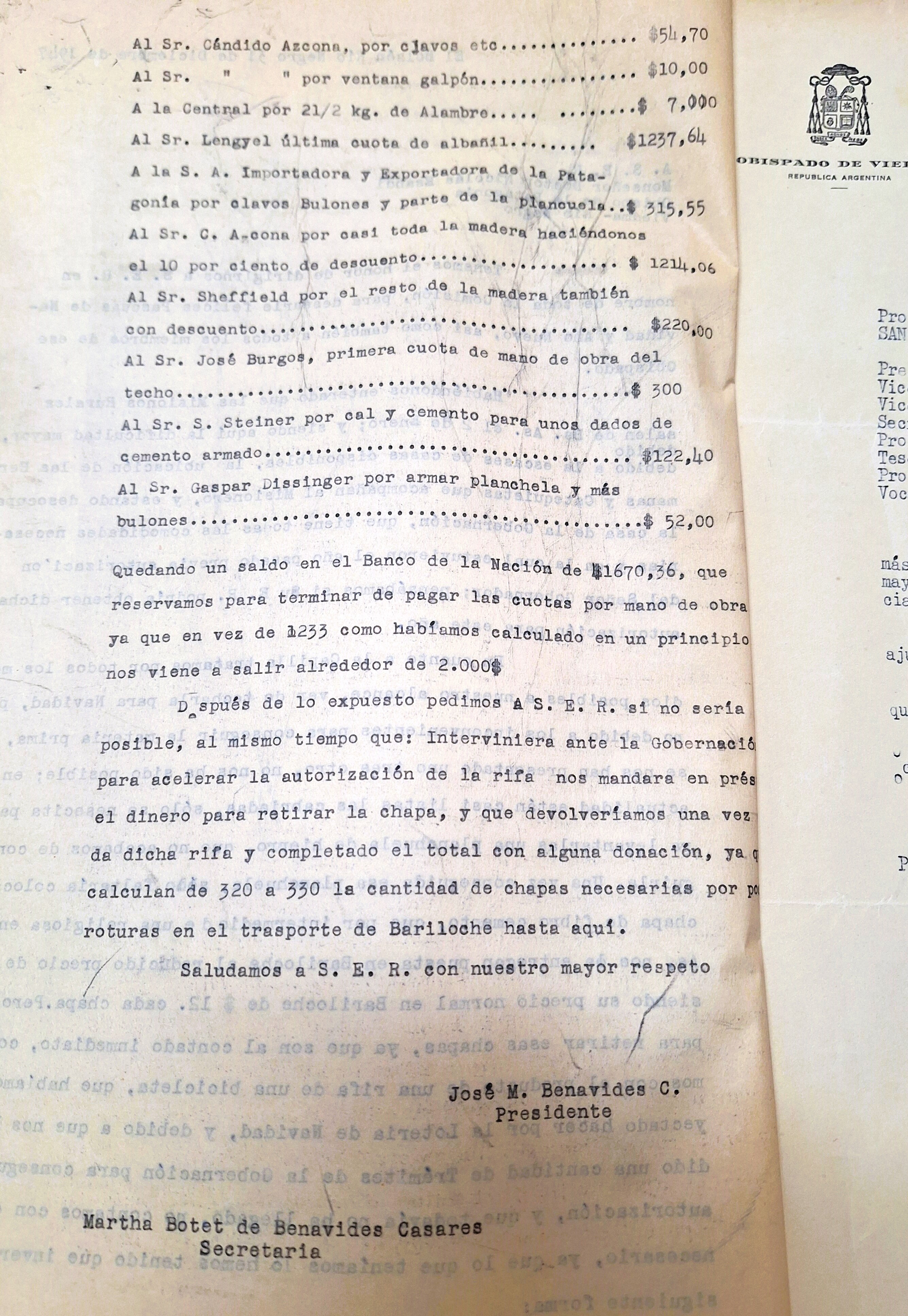 el bolson parroquia nota obispado a COMISION pro templo Benavidez 1947 COLECTA.jpg