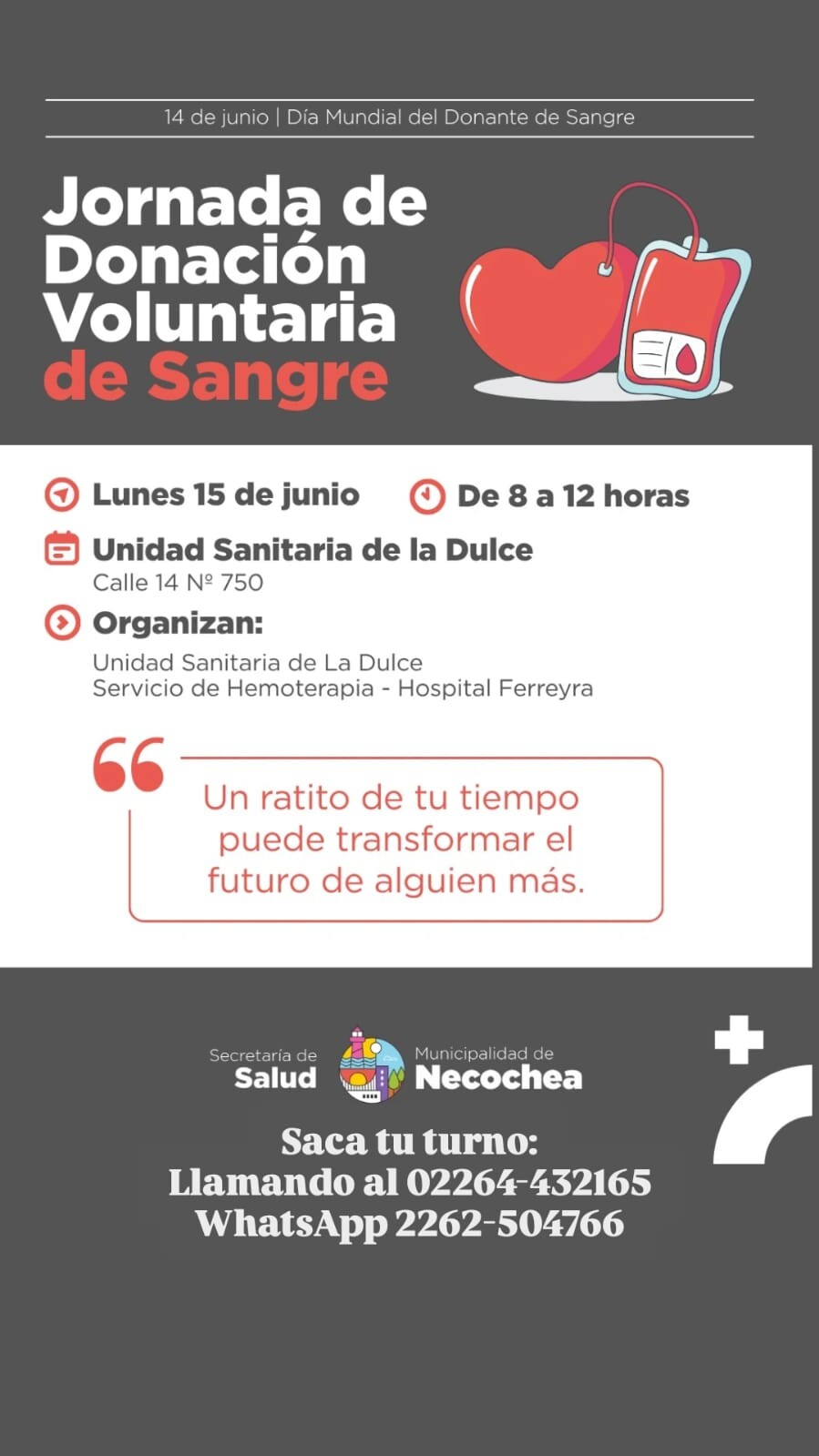 ATENCIÓN LA DULCE: Nueva Jornada de Donación Voluntaria de Sangre