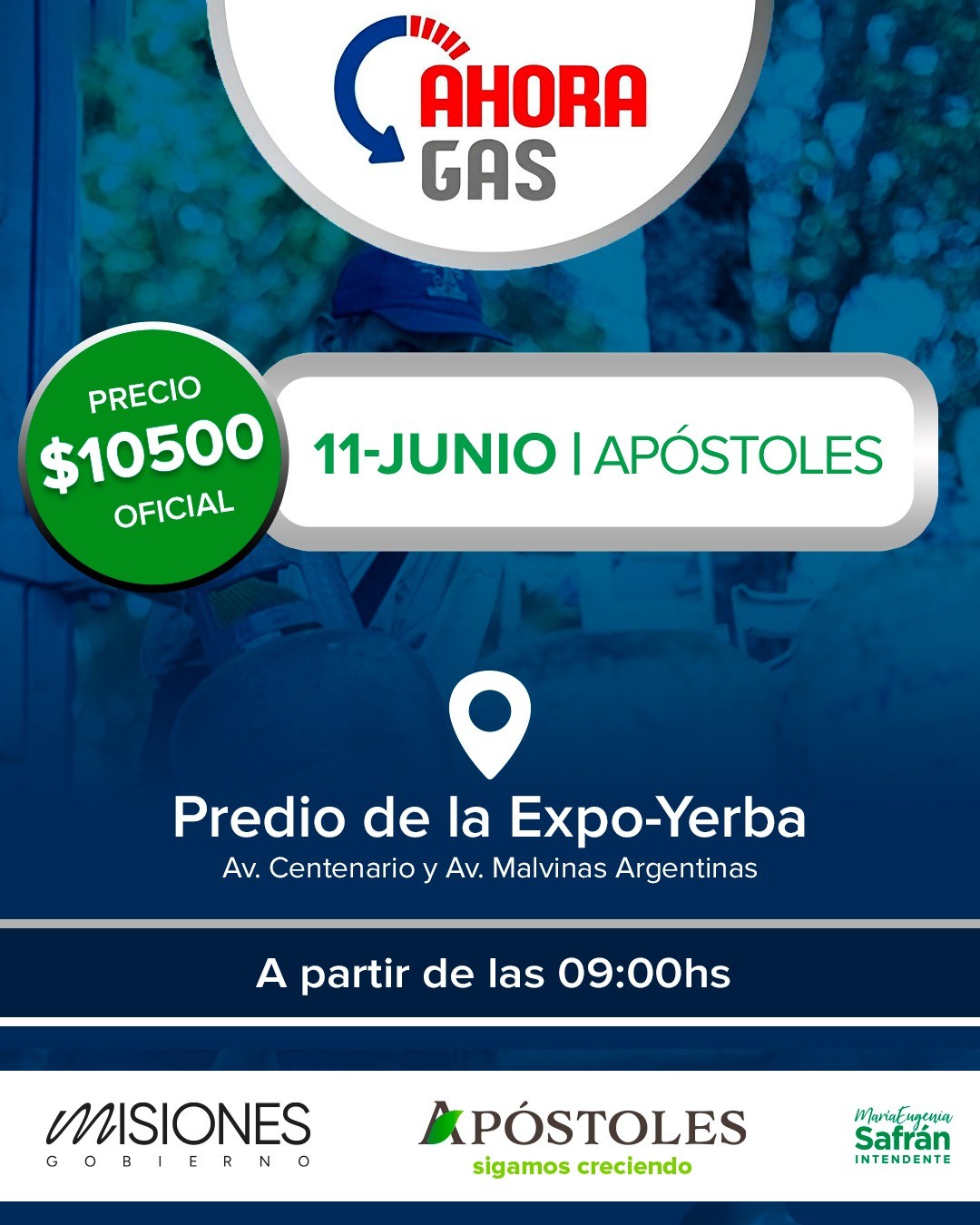 Ahora Gas llega a Apóstoles el miércoles 11 de junio.