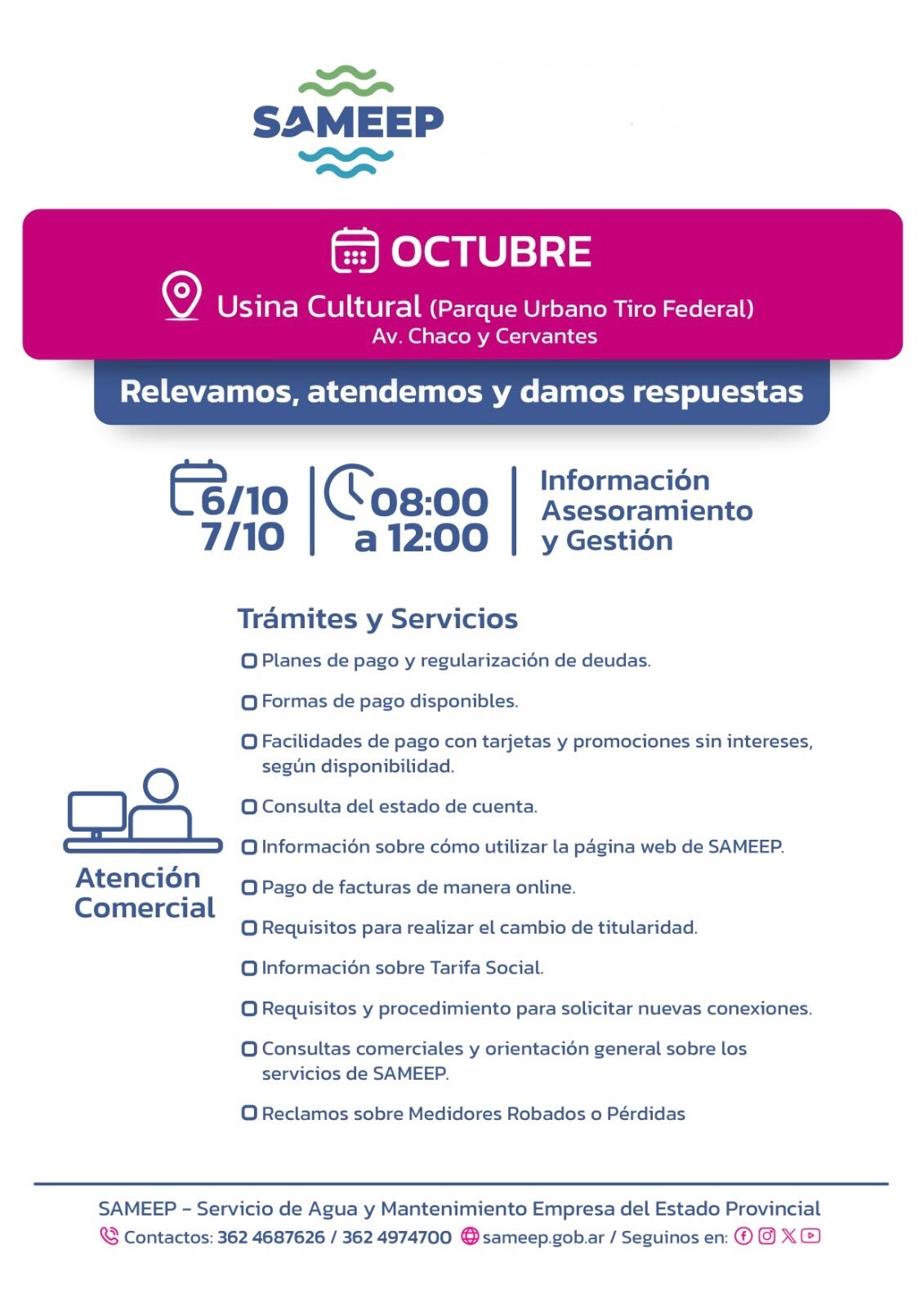 SAMEEP ACERCA MÁS ATENCIÓN COMERCIAL A LOS USUARIOS DE RESISTENCIA