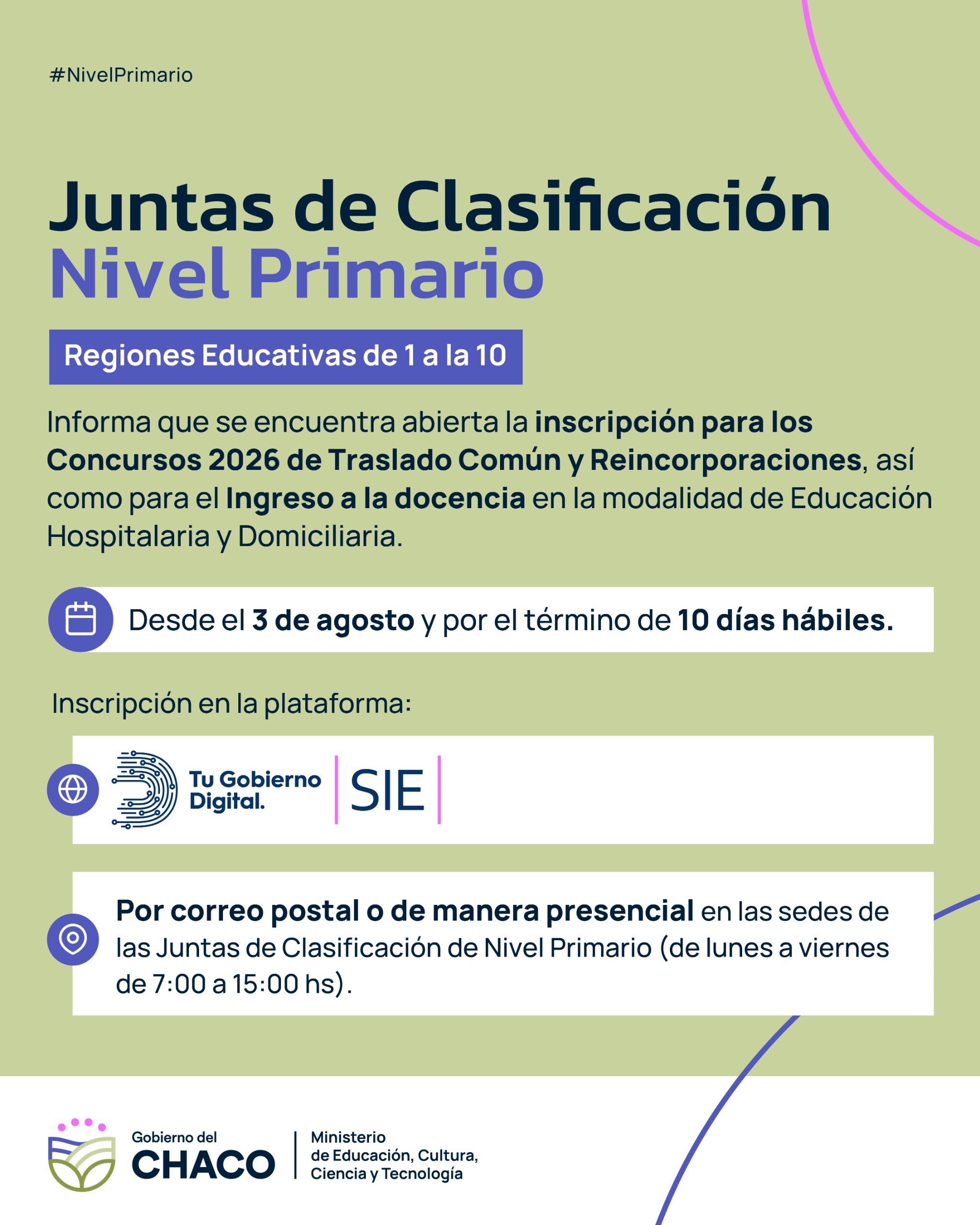 CONCURSOS DE TRASLADO E INGRESO EN NIVEL PRIMARIO: EN AGOSTO ABRE LA INSCRIPCIÓN PARA EDUCACIÓN HOSPITALARIA Y DOMICILIARIA