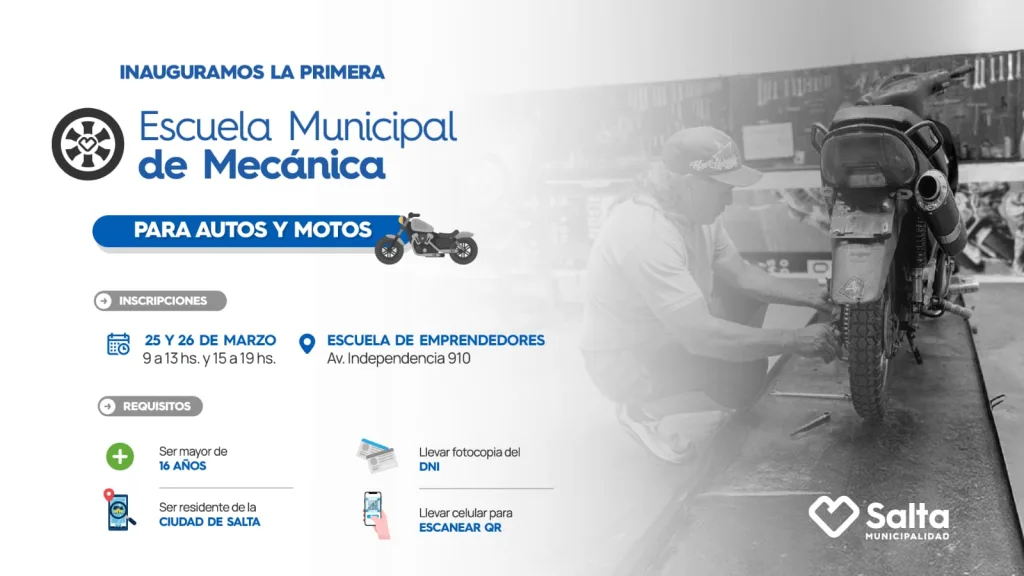 flyer-mecanica-de-motos-1024x576.webp La Escuela Municipal de Mecánica abre inscripciones con formación en autos y motos