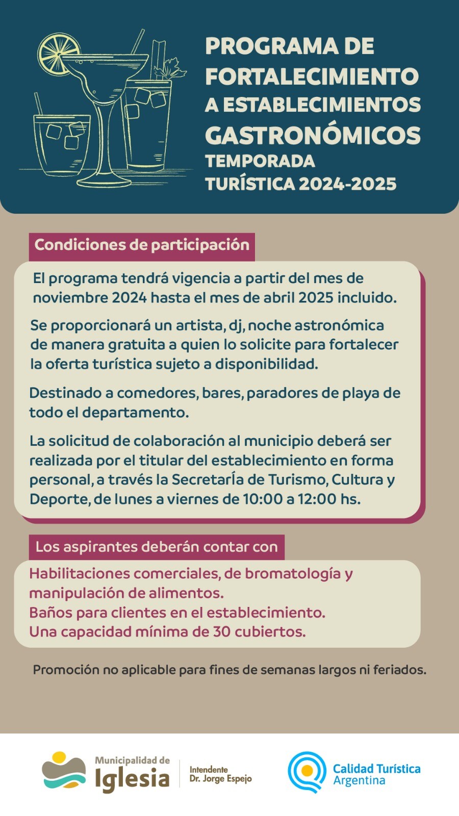 El municipio de Iglesia aplicara el Programa de Fortalecimiento a Establecimientos Gastronómicos
