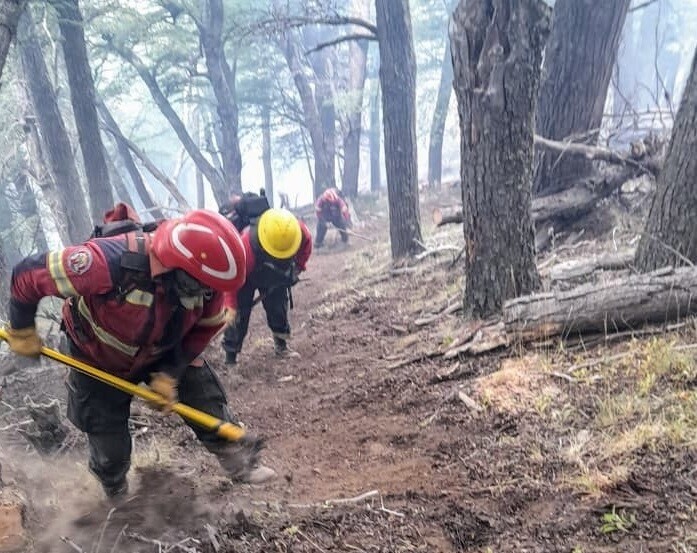 Provincia mantiene el intenso operativo para controlar el incendio forestal en la zona de Trevelin