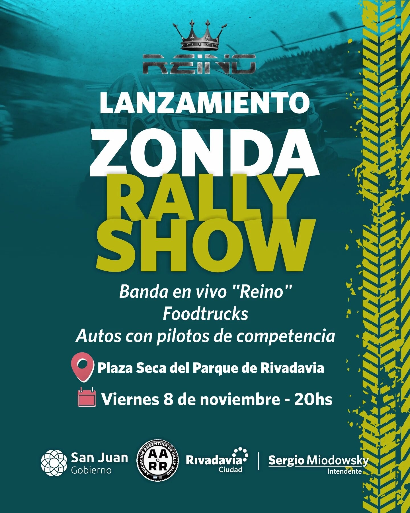 El municipio de la ciudad de Rivadavia te invita a no perderte del  lanzamiento del Zonda Rally Show
