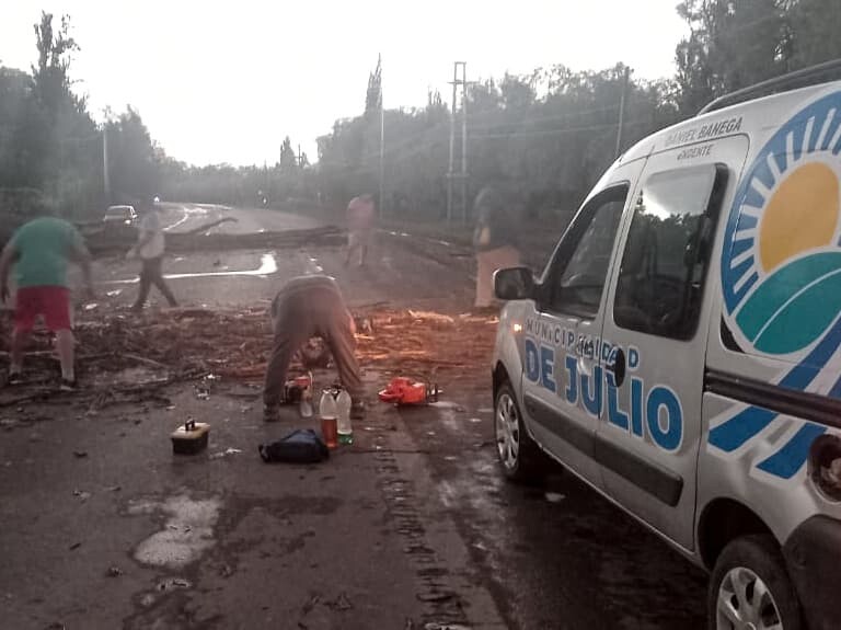 La Municipalidad de 9 de Julio informa que durante la tarde del domingo 29 de Diciembre se realizaron intervenciones producto del fuerte viento con lluvia que afectó a algunos sectores del departamento.